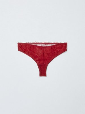 Трусы бразилиана из сетки с вышивкой, красный, арт. нет