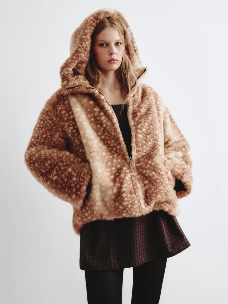 Шуба из искусственного меха, разноцветный, арт. 14937