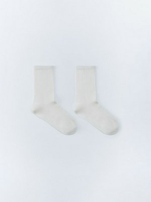 Высокие носки в рубчик, белый, арт. 14942