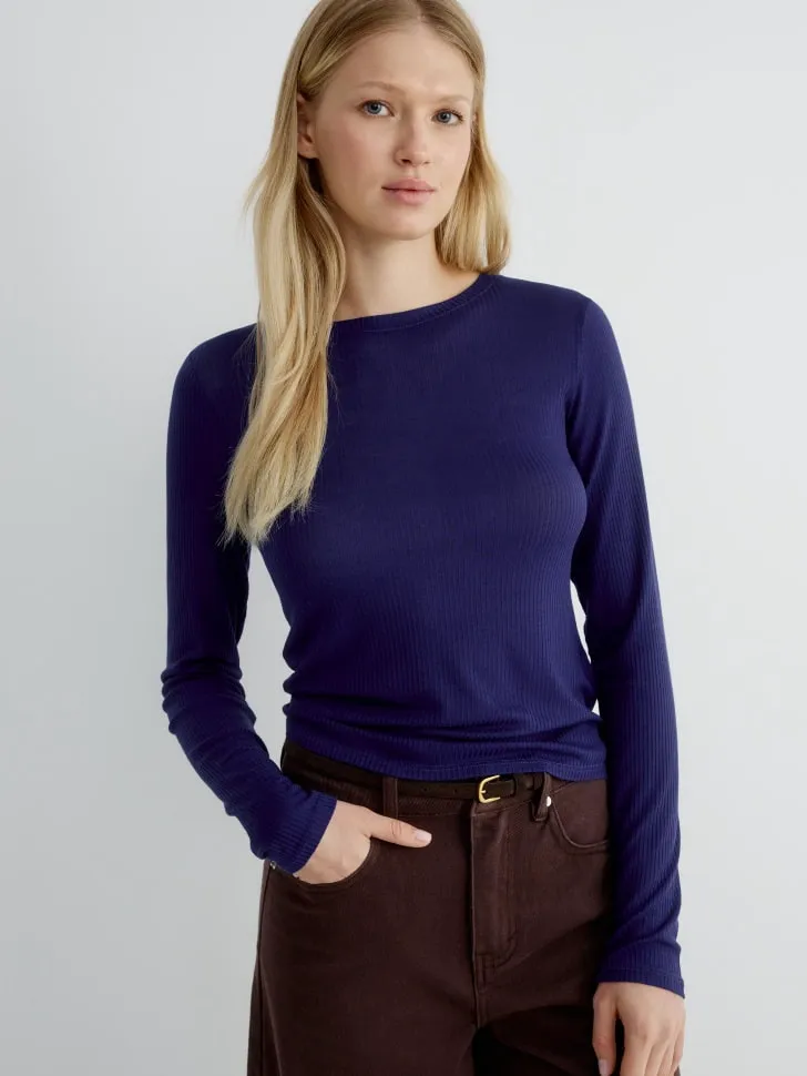 Лонгслив из смесового лиоцелла и шерсти, арт. 14949