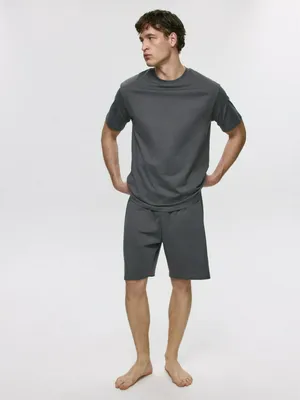 Пижамный комплект из футболки и шорт, темно-серый, арт. Неизвестен