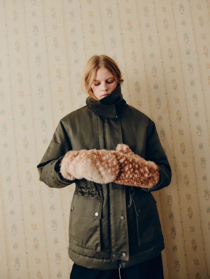 Меховые варежки SELA Young, бежевый, арт. 15005