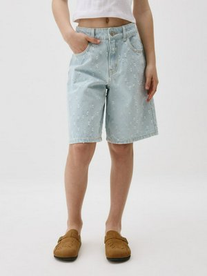 Джинсовые шорты-бермуды с потертостями для девочек, арт. 15015