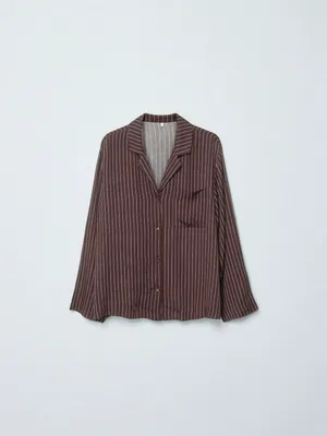 Домашняя рубашка в полоску, коричневый, арт. 15026