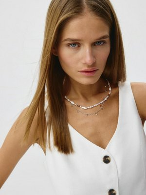 Бусы из искусственного жемчуга, белый, золотистый, арт. ART00123