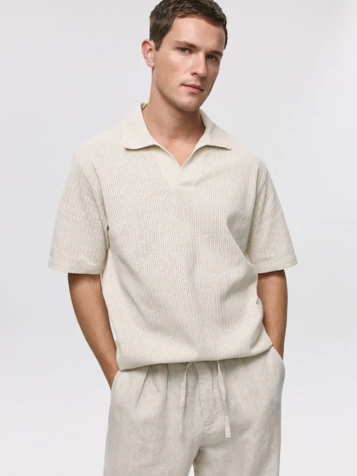 Вязаное поло с коротким рукавом, арт. 15061