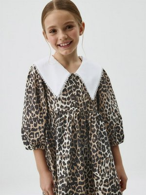 Леопардовое платье со съемным воротником для девочек, леопардовый, белый, арт. 15067