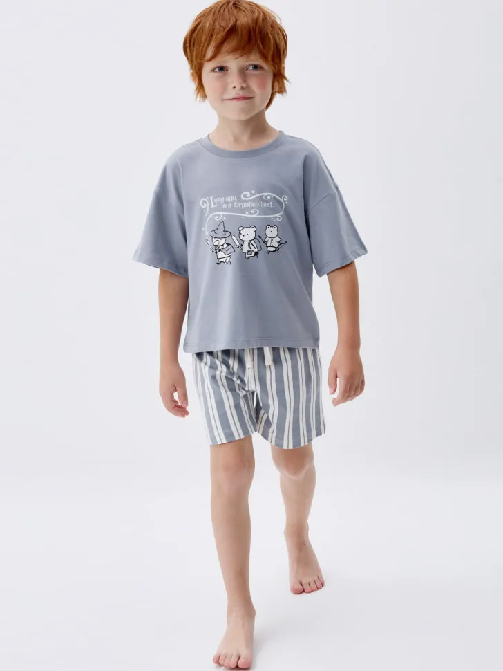 Пижама для мальчиков с принтом, голубой, арт. 15146