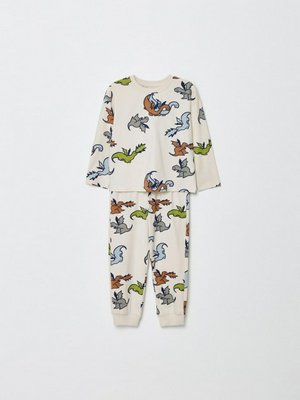 Трикотажная пижама с принтом для мальчиков, бежевый, арт. tkm001