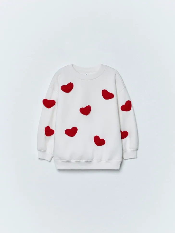 Свитшот с объемной аппликацией, белый, арт. 15195