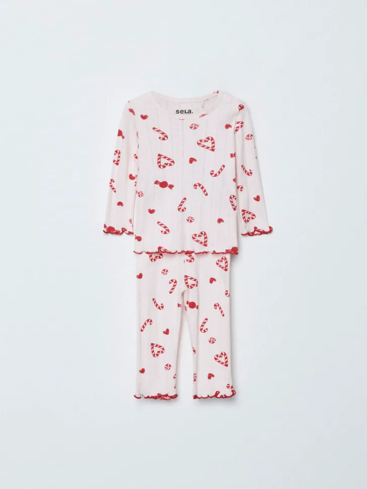 Новогодняя пижама с принтом для малышей, разноцветный, арт. 15200