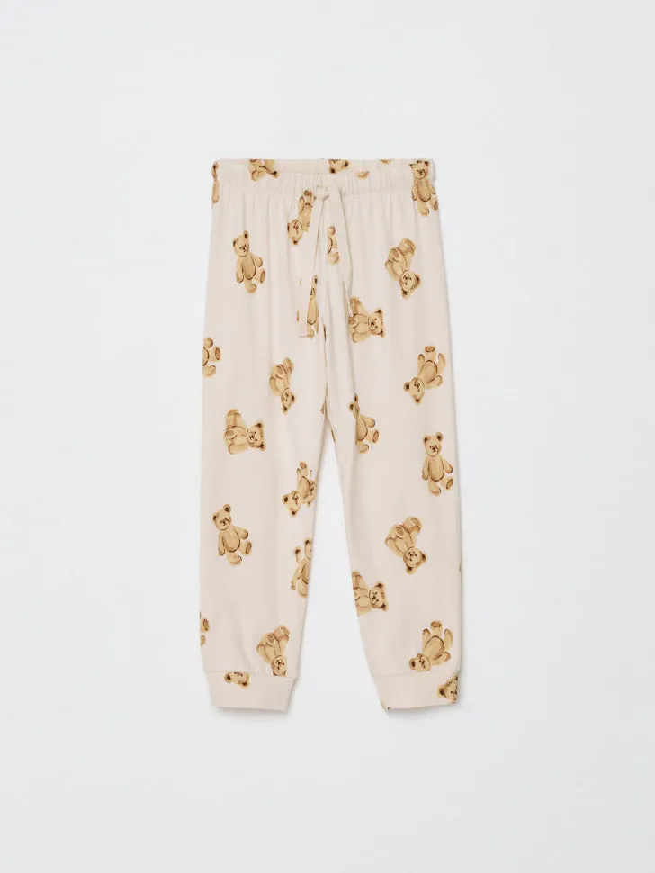 Пижамные брюки с принтом для девочек, бежевый, арт. 15203