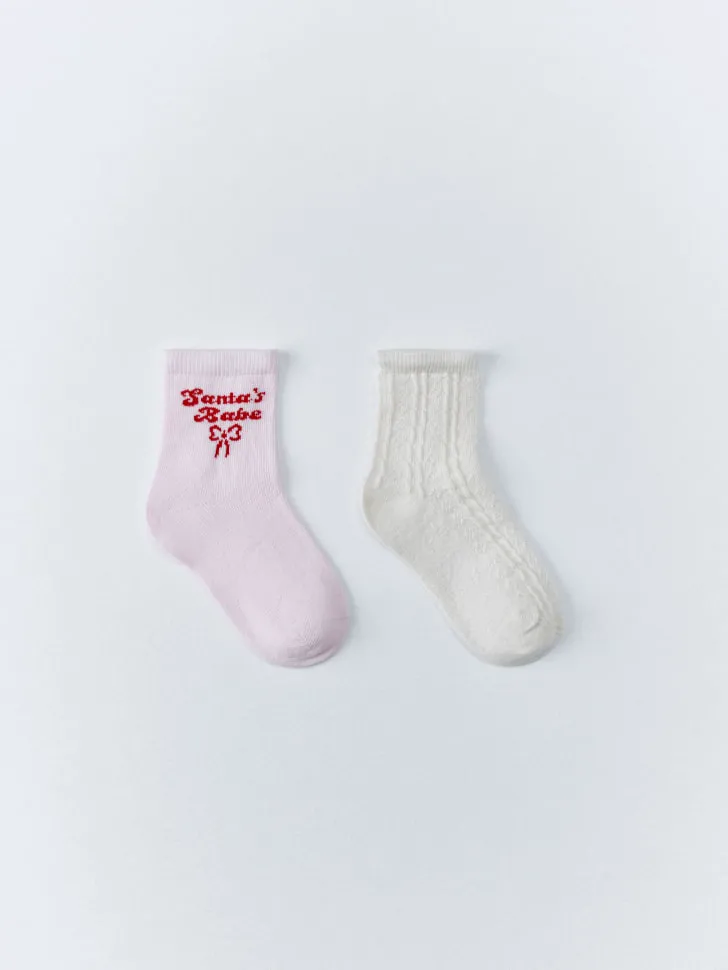 Набор из 2 пар новогодних носков для малышей, разноцветный, арт. 15206