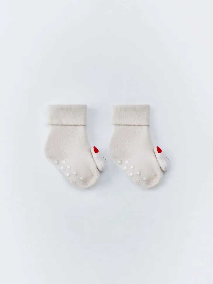 Гольфы с аппликацией для малышей, бежевый, арт. 15210