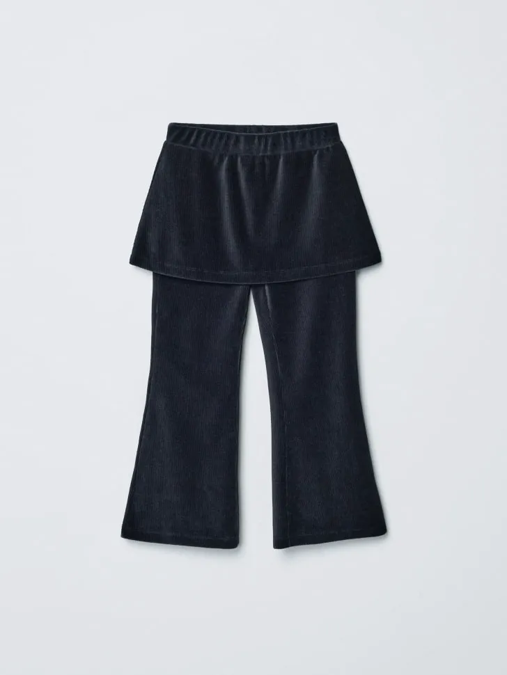 Вельветовые брюки с декоративной юбкой, черный, арт. 15218