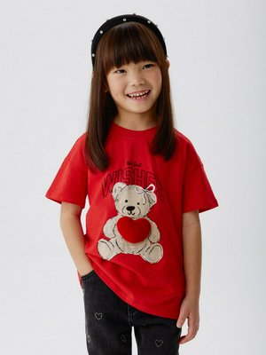 Футболка оверсайз с принтом и аппликацией для девочек, арт. 15219