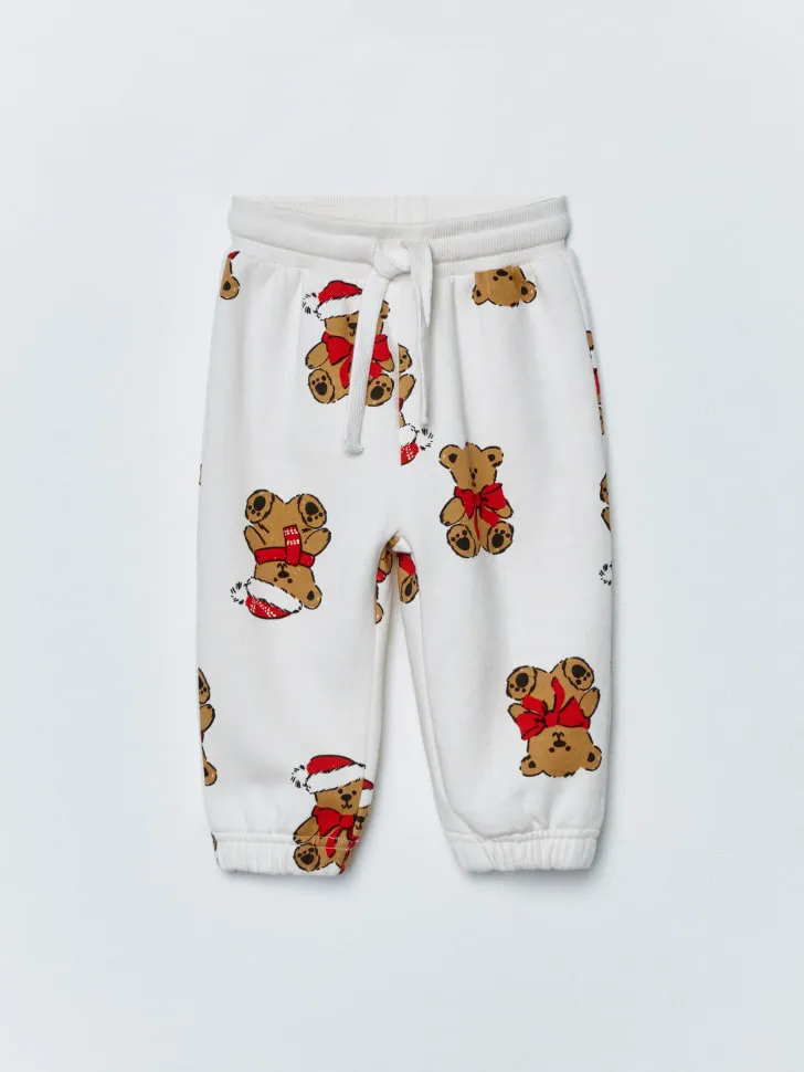 Джоггеры из футера с начесом для малышей, разноцветный, арт. 15226