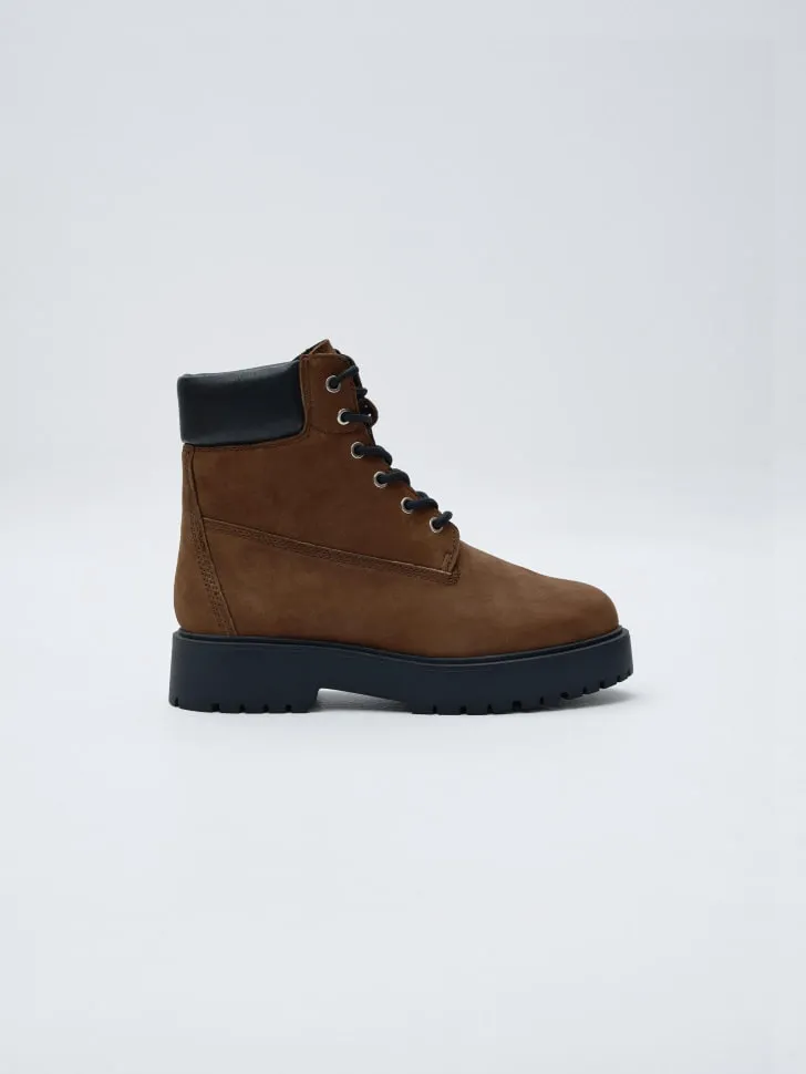 Ботинки из натурального нубука, коричневый, арт. 15231