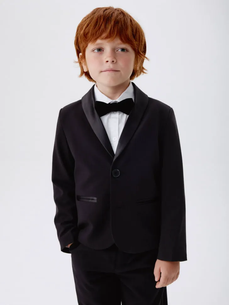 Пиджак с атласным воротником, черный, арт. 15239