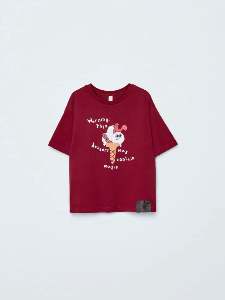 Футболка оверсайз с принтом, бордовый, арт. 15240