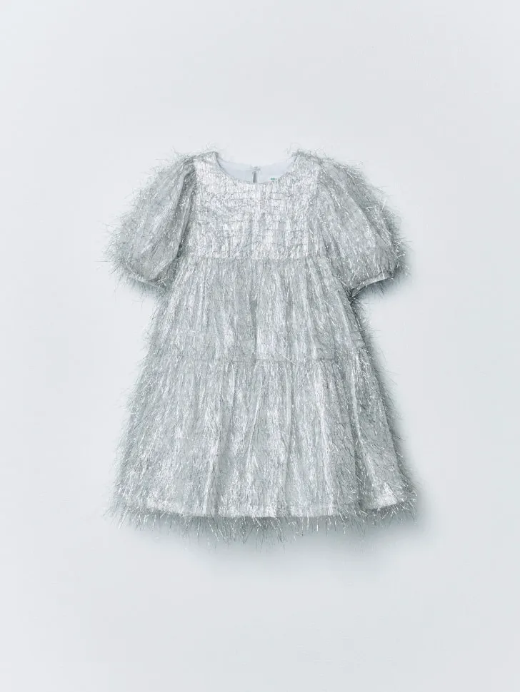 Пышное платье с люрексом, серебристый, арт. 15253