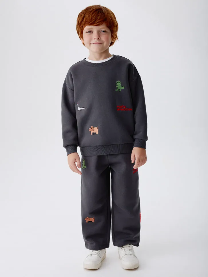 Брюки с вышивкой, серый, арт. 15254