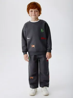 Брюки с вышивкой, серый, арт. 15254