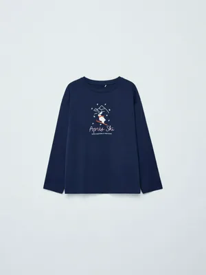 Домашний лонгслив оверсайз с принтом и вышивкой, арт. 15260