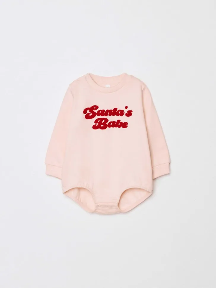 Свитшот-боди с новогодним принтом для малышей, розовый, арт. 15262