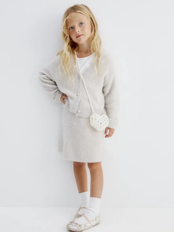 Вязаная юбка с люрексом, серый, арт. 15273