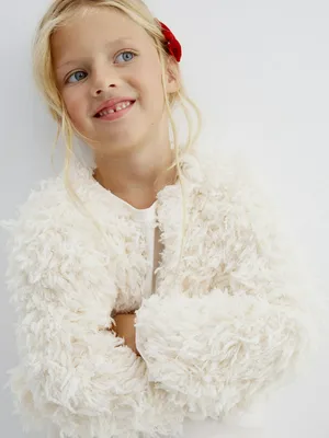 Пушистый жакет, белый, арт. 15276