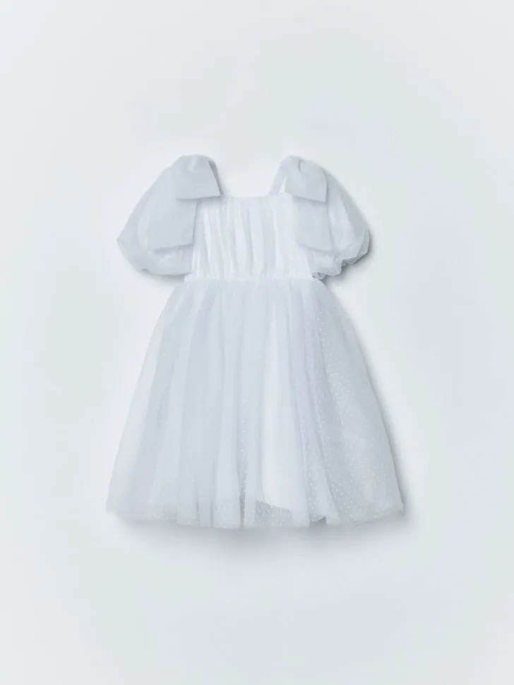 Пышное платье для девочек, белый, арт. 15280