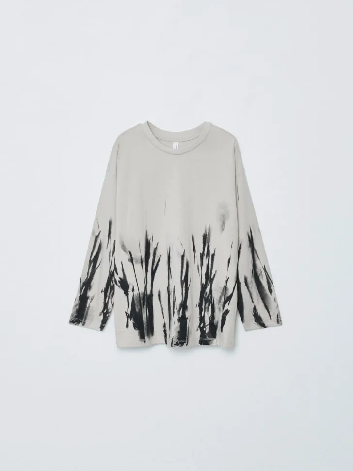 Детский лонгслив оверсайз с принтом, бежевый, арт. 15287