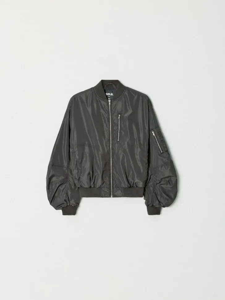 Бомбер оверсайз для девочек, серый, арт. 1534