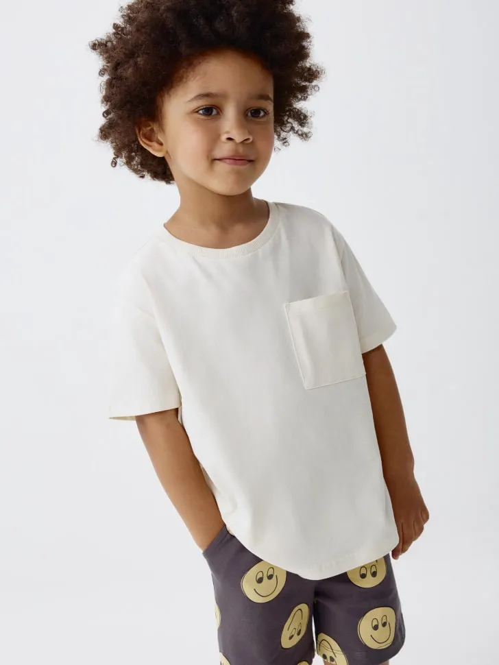 Базовая футболка с карманом детская, белый, арт. 1537