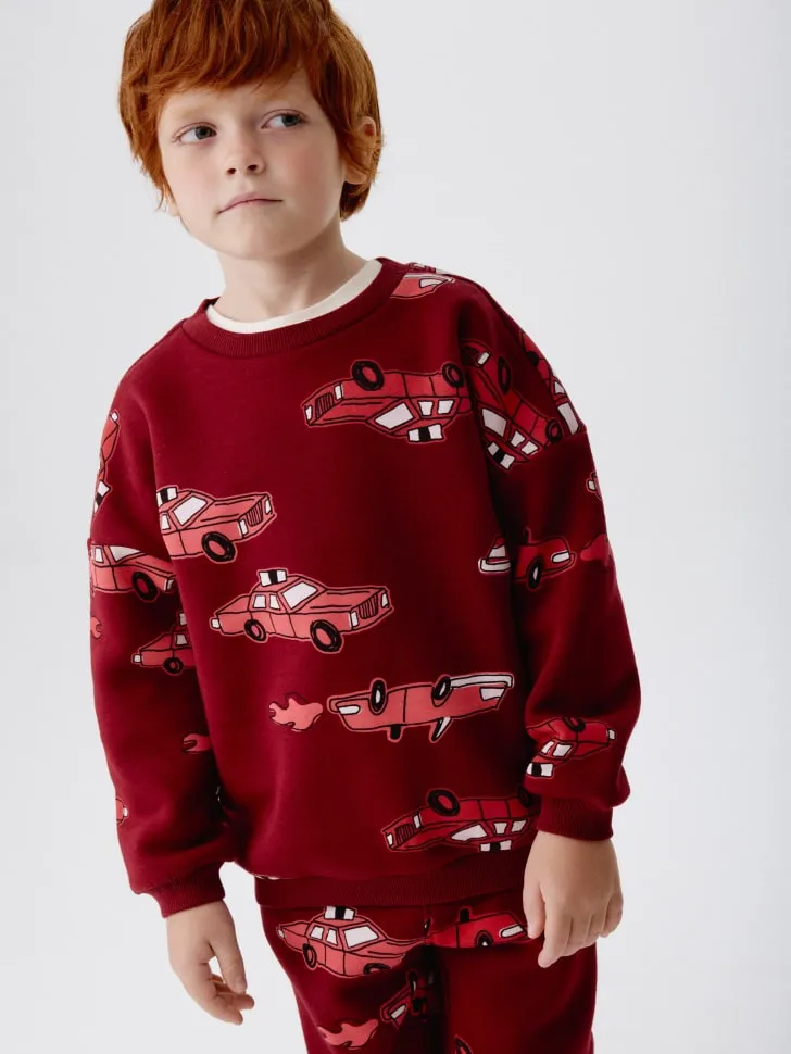 Свитшот с принтом для мальчиков, бордовый, арт. 15383