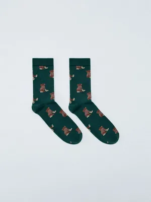 Длинные вязаные новогодние носки, арт. 15384