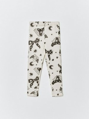 Леггинсы с блестящим принтом для девочек, бежевый, арт. неизвестен
