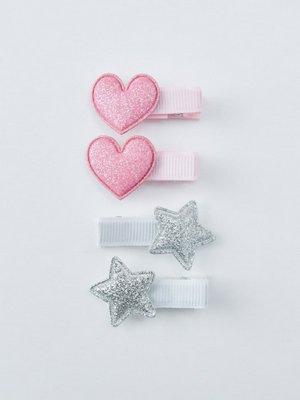 Набор заколок для девочек, розовый, серебристый, арт. 15397