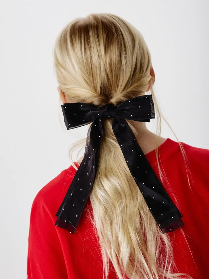 Заколка с бантом, черный, арт. 15398