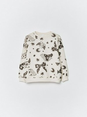 Свитшот с новогодним принтом для девочек, молочный, арт. 15402