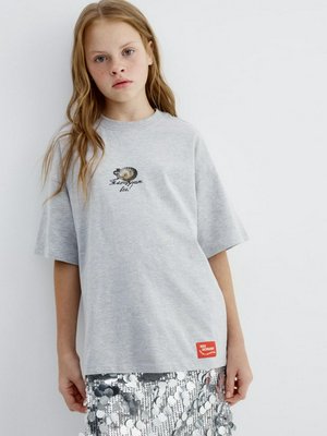 Футболка оверсайз для девочек, серый, арт. 000000