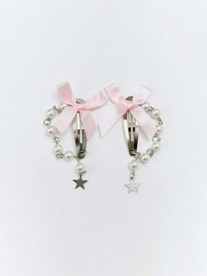 Набор заколок клик-клак для девочек, розовый, белый, арт. hk001