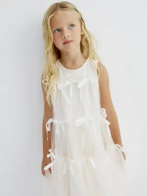 Ярусное платье с бантиками для девочек, арт. 15412