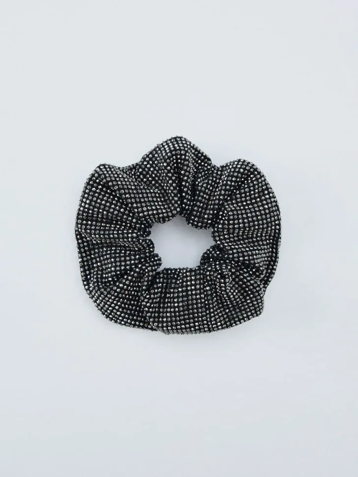 Резинка для волос со стразами, черный, арт. 15414