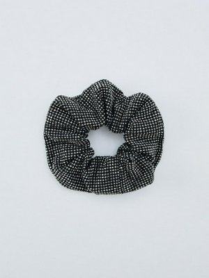 Резинка для волос со стразами, черный, серебристый, арт. дв123