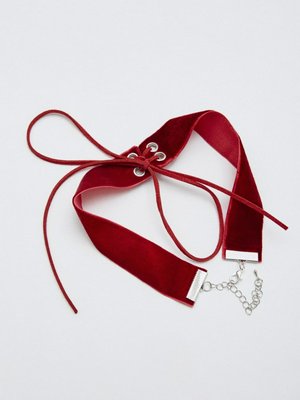 Чокер со шнуровкой, красный, арт. бн