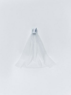 Ободок для волос с короной, белый, серебристый, арт. art001