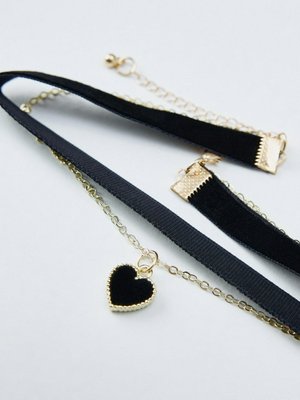 Чокер с подвеской, черный, золотистый, арт. chkr001