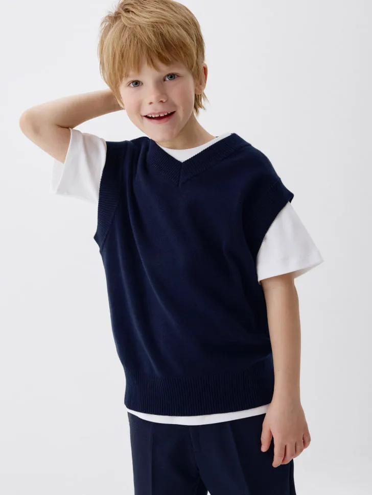 Вязаный жилет для мальчиков, синий, арт. 1543